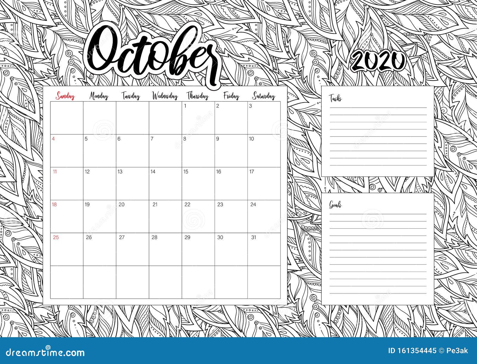 Antisterss calendar doodle illustration coloring book stock vector