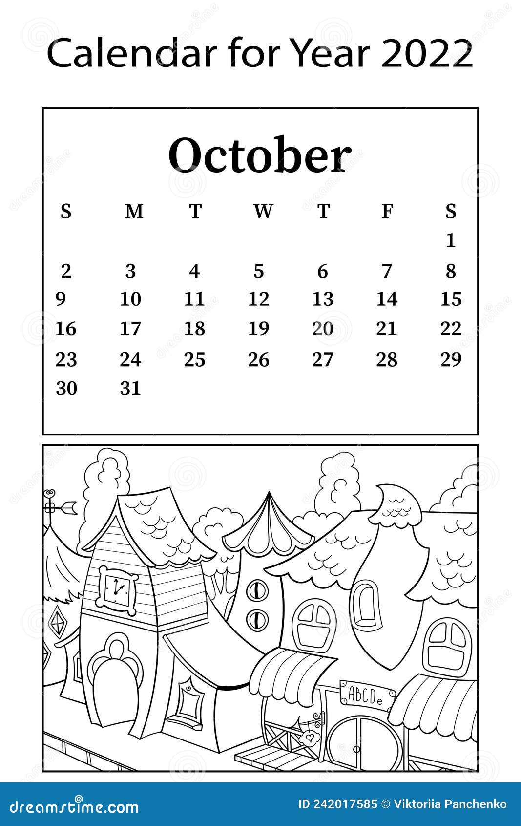 October coloring calendar stock illustrations â october coloring calendar stock illustrations vectors clipart