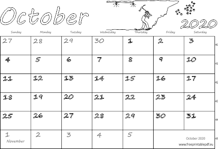 October usa calendar free printable pdf
