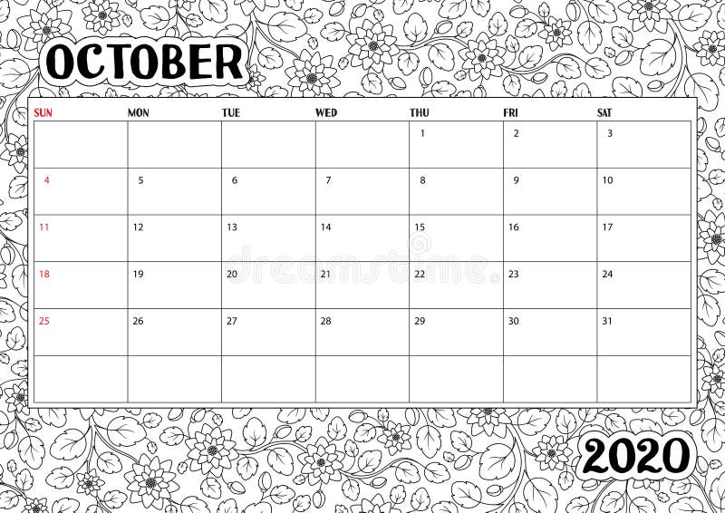 October coloring calendar stock illustrations â october coloring calendar stock illustrations vectors clipart