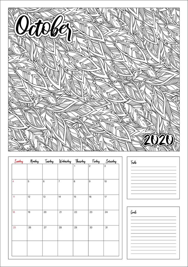 October coloring calendar stock illustrations â october coloring calendar stock illustrations vectors clipart