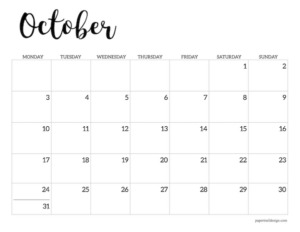 Free printable calendar