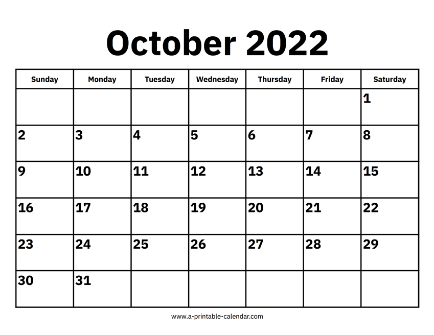 October calendars â printable calendar