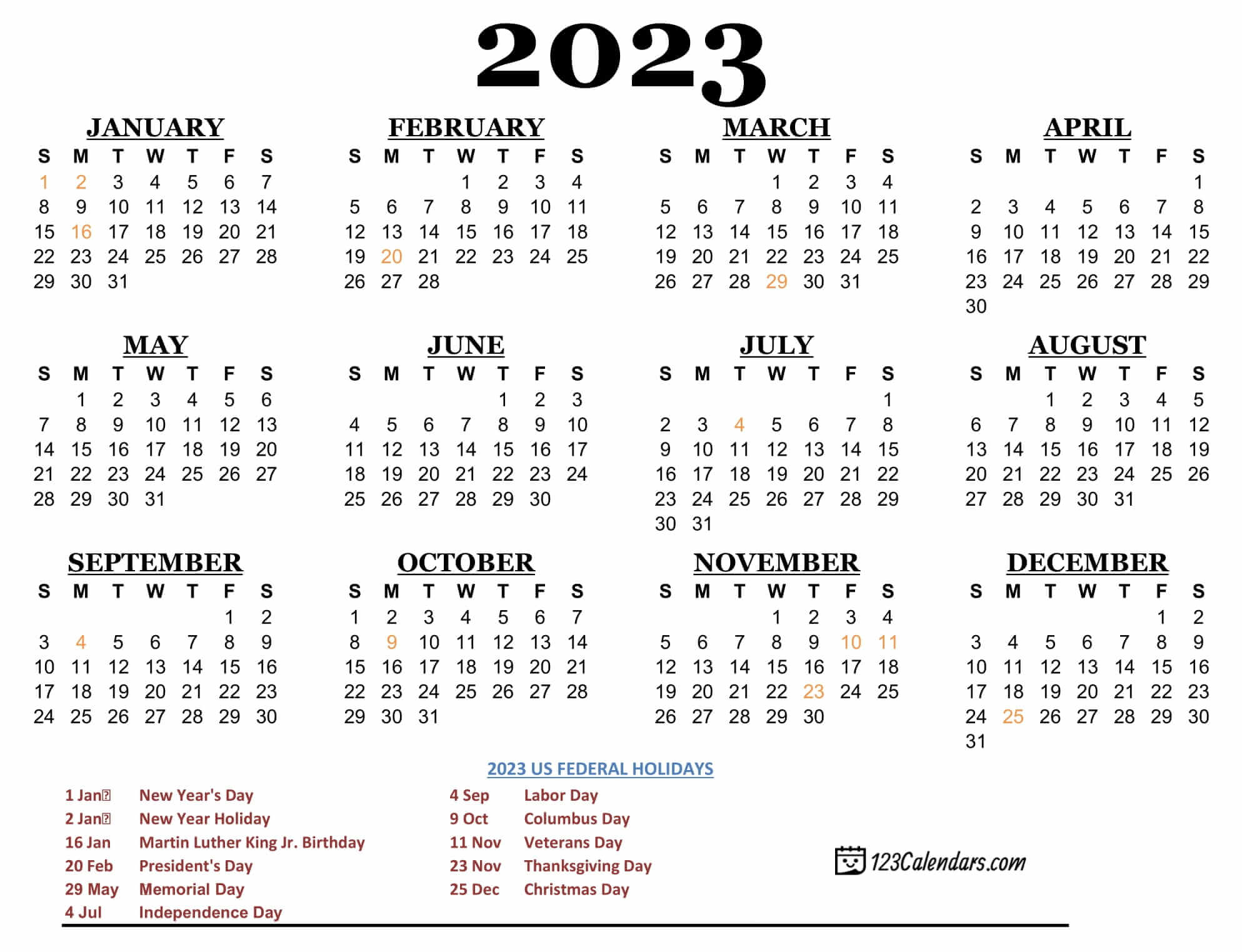 Printable calendar