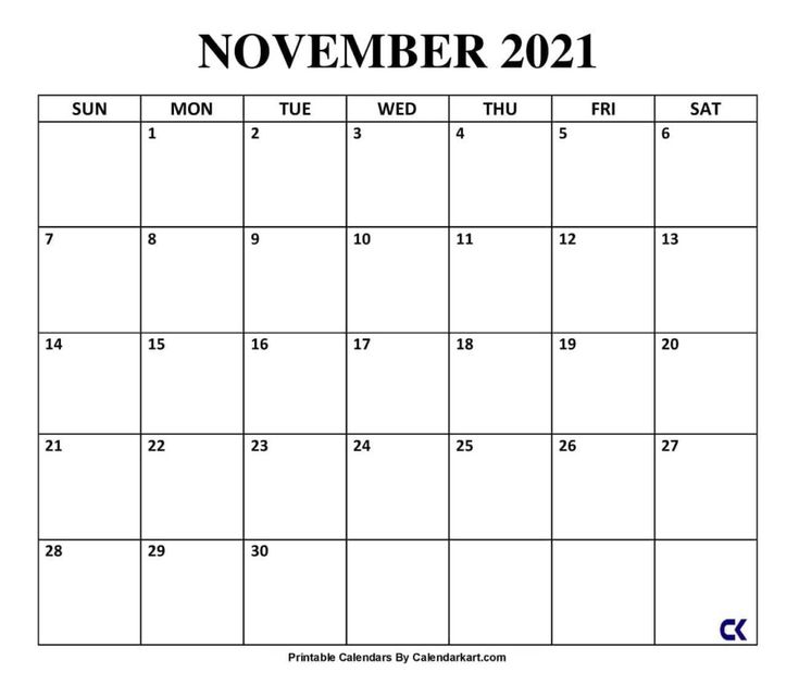 Free printable november calendars