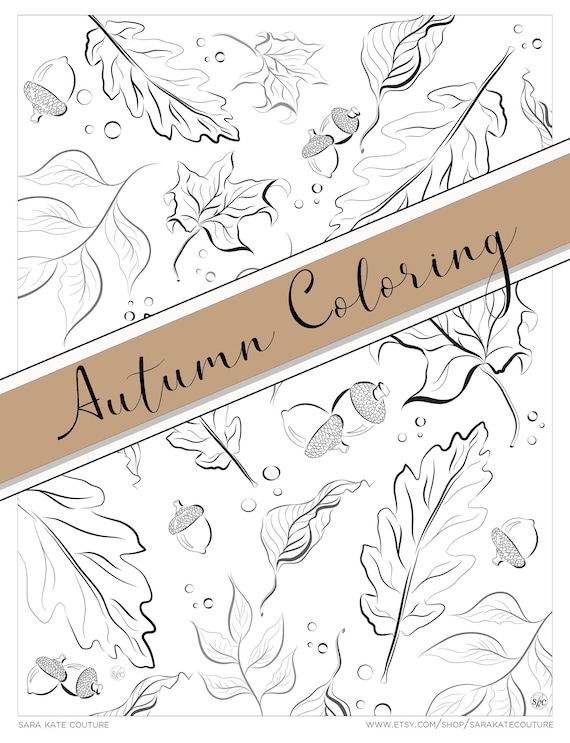 Autumn leaves coloring pages for adults coloring printable october digital instant download fall leaves thanksgiving colored leaves