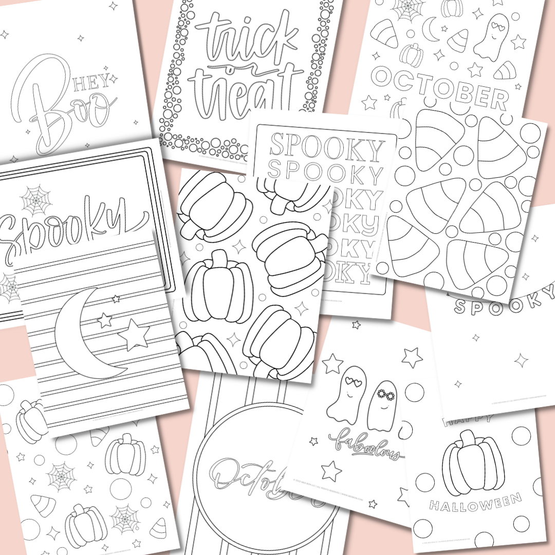 Printable halloween coloring book printable â meg bon llc