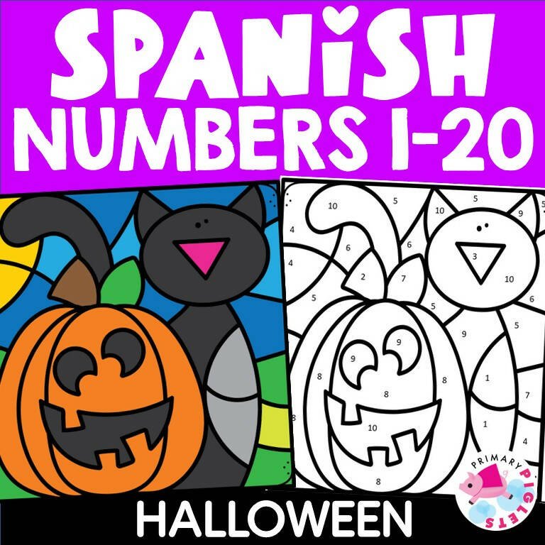 Spanish halloween color by number halloween color by code october morn â bilingual marketplace