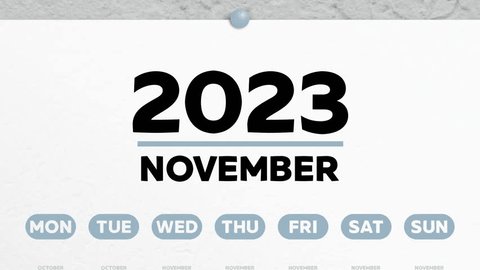 November calendar stock video footage