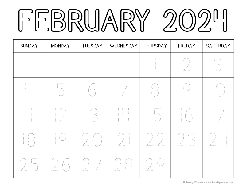 Free printable traceable monthly school calendars