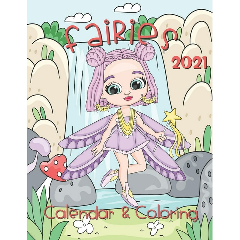 Fairies coloring calendar month page start january