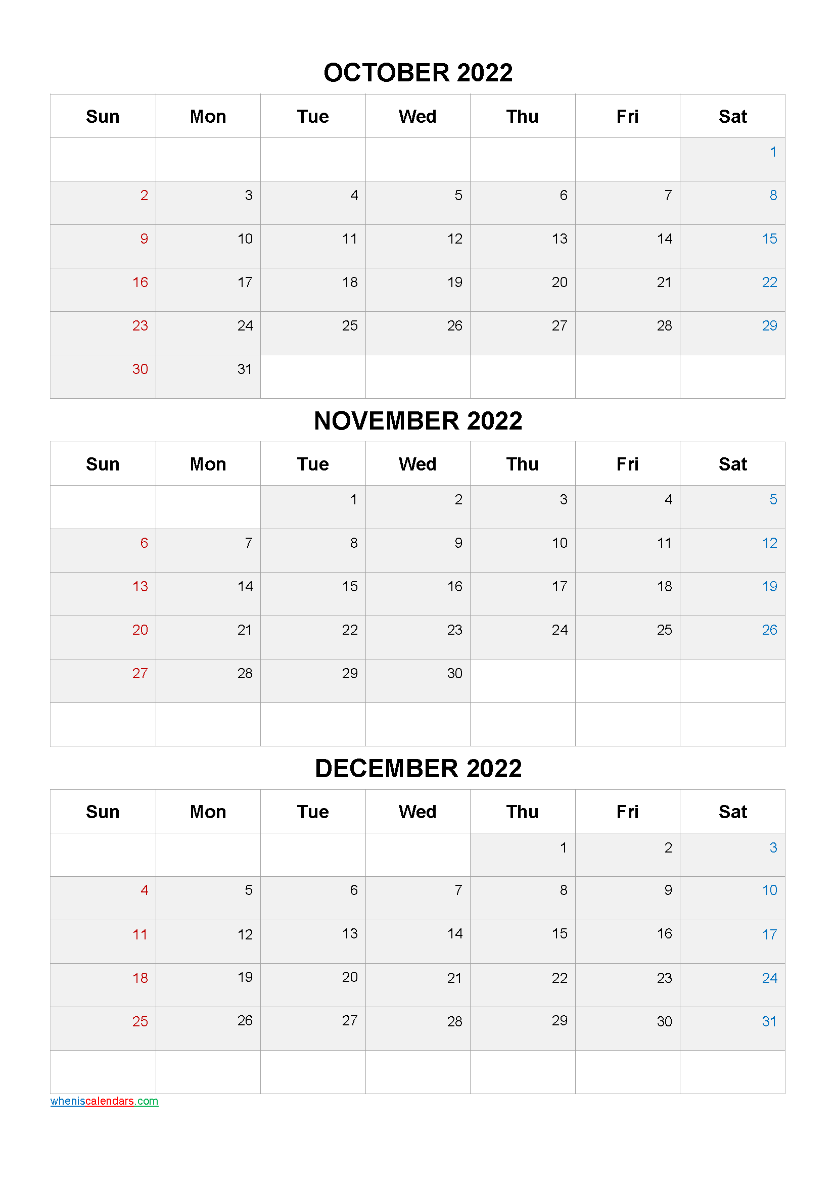 Free october november december calendar q