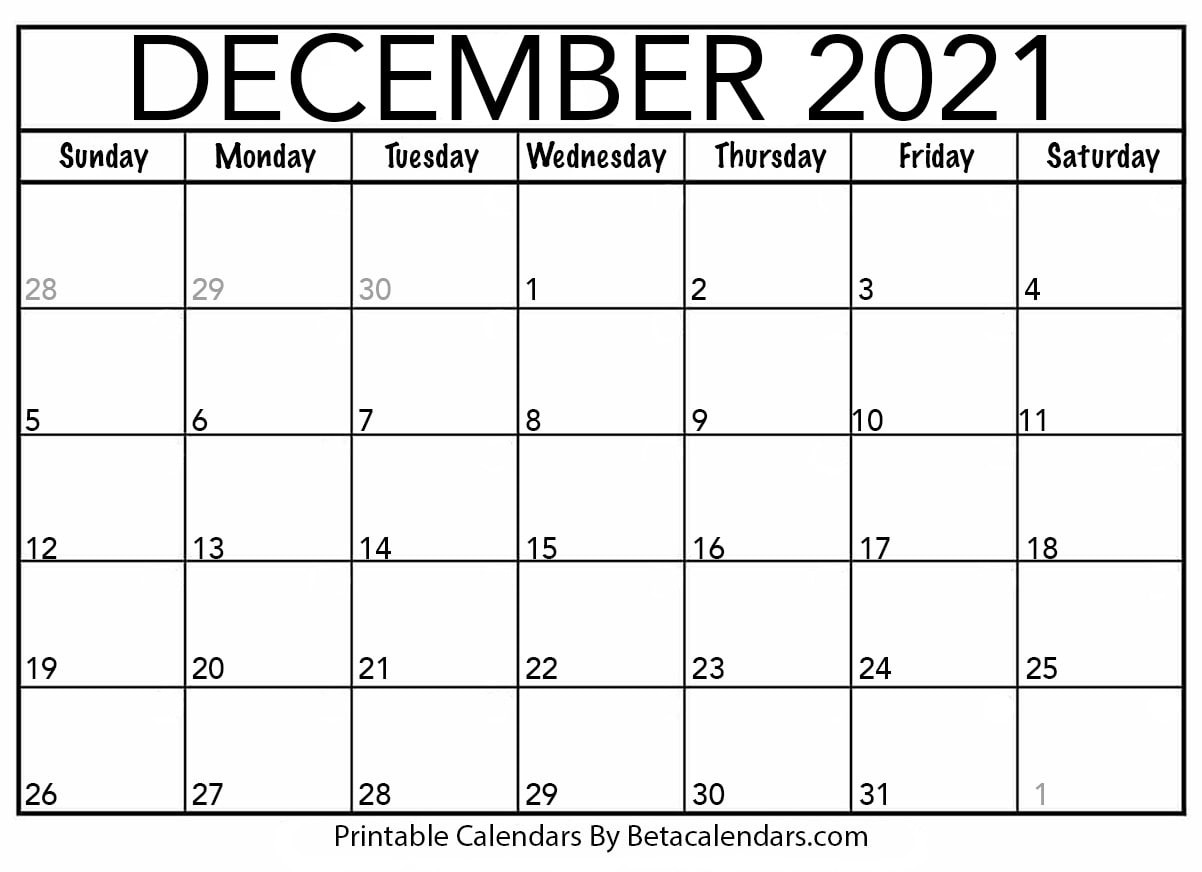 Printable december calendar â