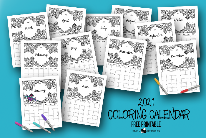 Free printable coloring calendar