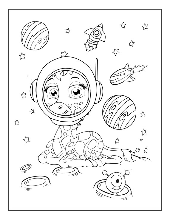 Digital download space fun coloring pages pages party package series of toddler and preschool download now
