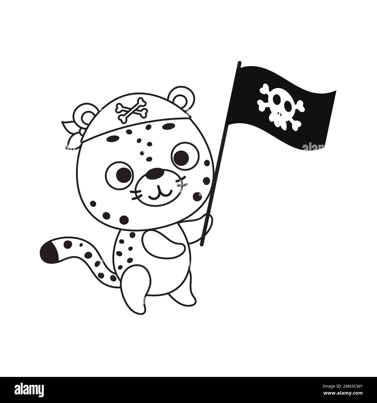 Coloring page cute little cheetah in birthday hat coloring book for kids educational activity for preschool years kids and toddlers with cute animal stock vector image art