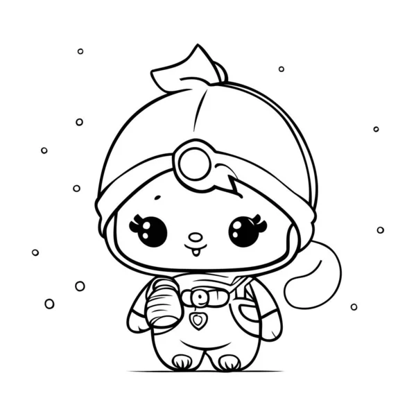Cute cartoon astronaut vector illustration coloring page stock vector by ibrandify
