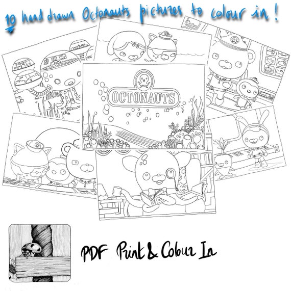 Instant download hand drawn octonauts illustrations for colouring in