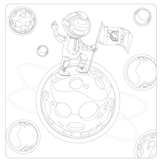 Premium vector printable space coloring pages for kids