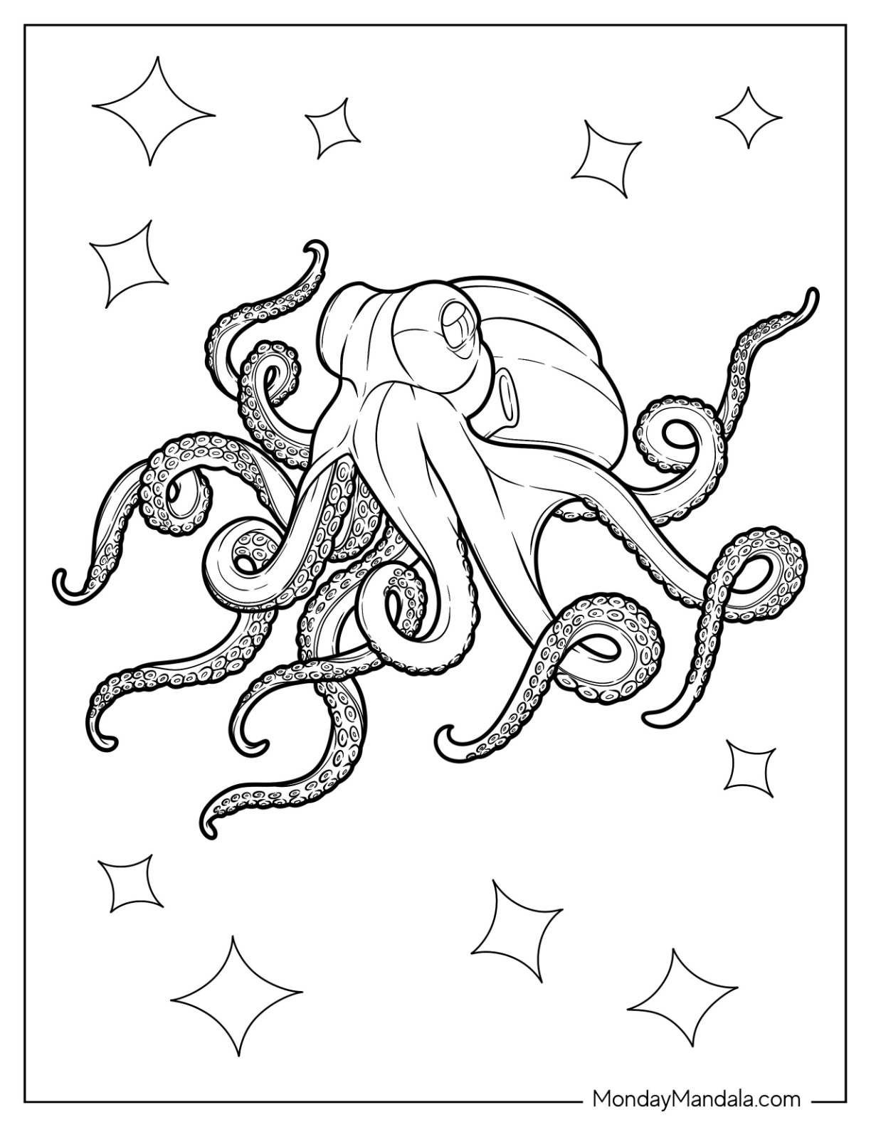 Octopus coloring pages free pdf printables
