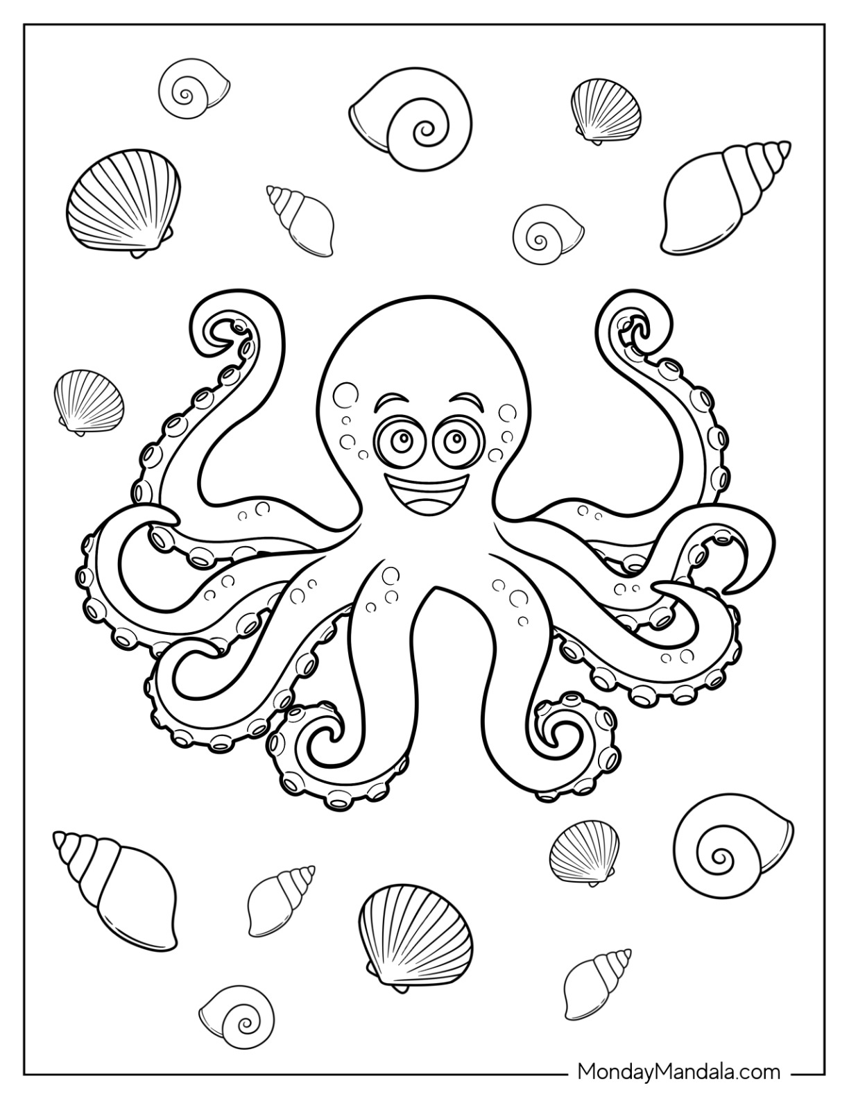 Octopus coloring pages free pdf printables