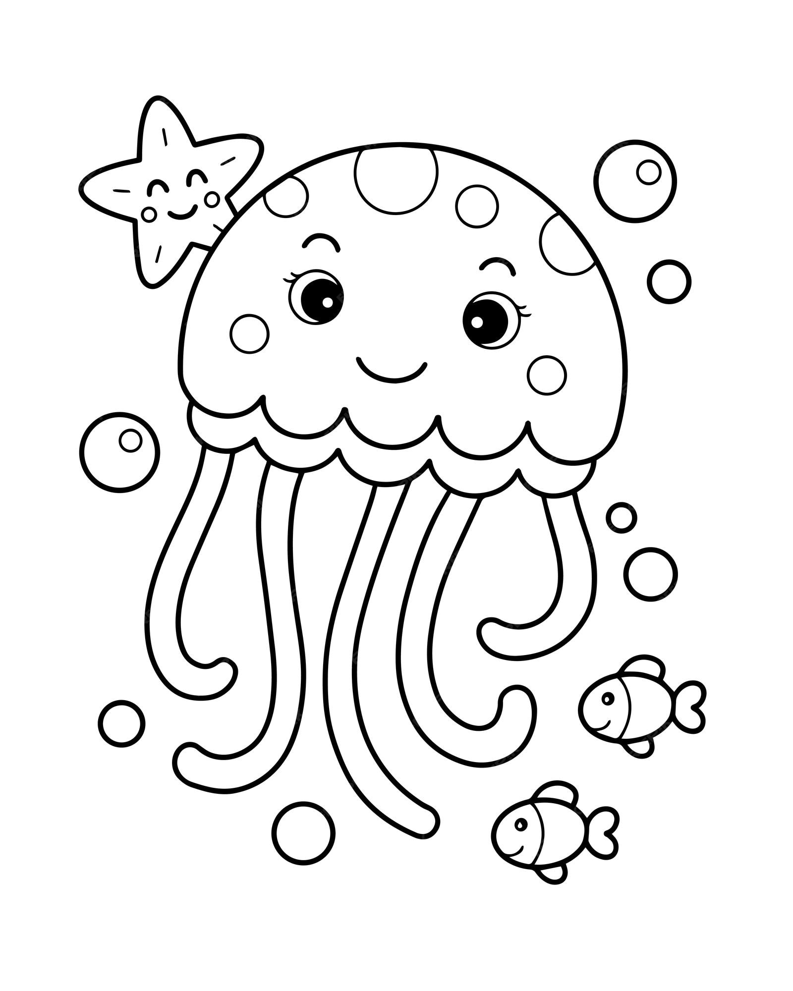 Premium vector cute octopus coloring page illustration