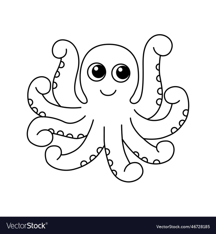Free basic octopus cartoon coloring page for