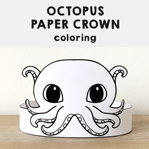Octopus paper crown printable ocean sea animal coloring craft made by teachers