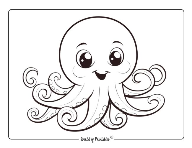 Octopus coloring pages for kids adults