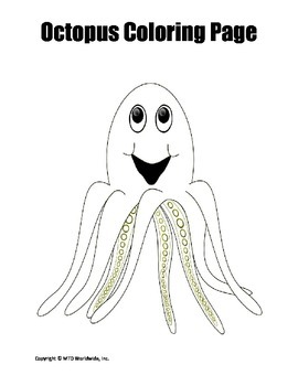 Printable octopus coloring page worksheet by lesson machine tpt