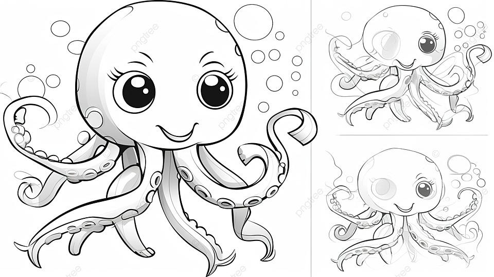 Octopus kids coloring page vector background blank printable design for children to fill in octopus cartoon cartoon art background image and wallpaper for free download