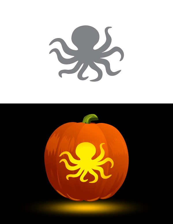 Printable octopus pumpkin stencil