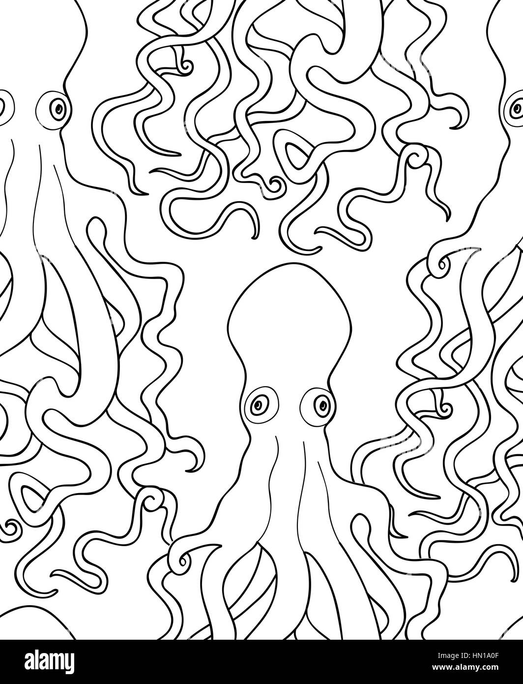 Octopus seamless pattern ghost halloween ornament marine life tiled background underwater seafood ornamental pattern stock vector image art