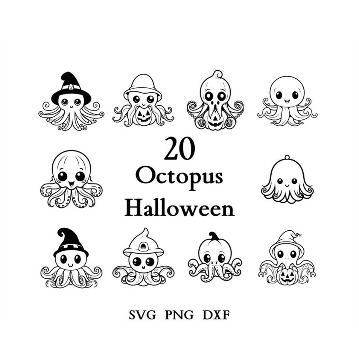 Octopus halloween bundle octopus svg halloween designs