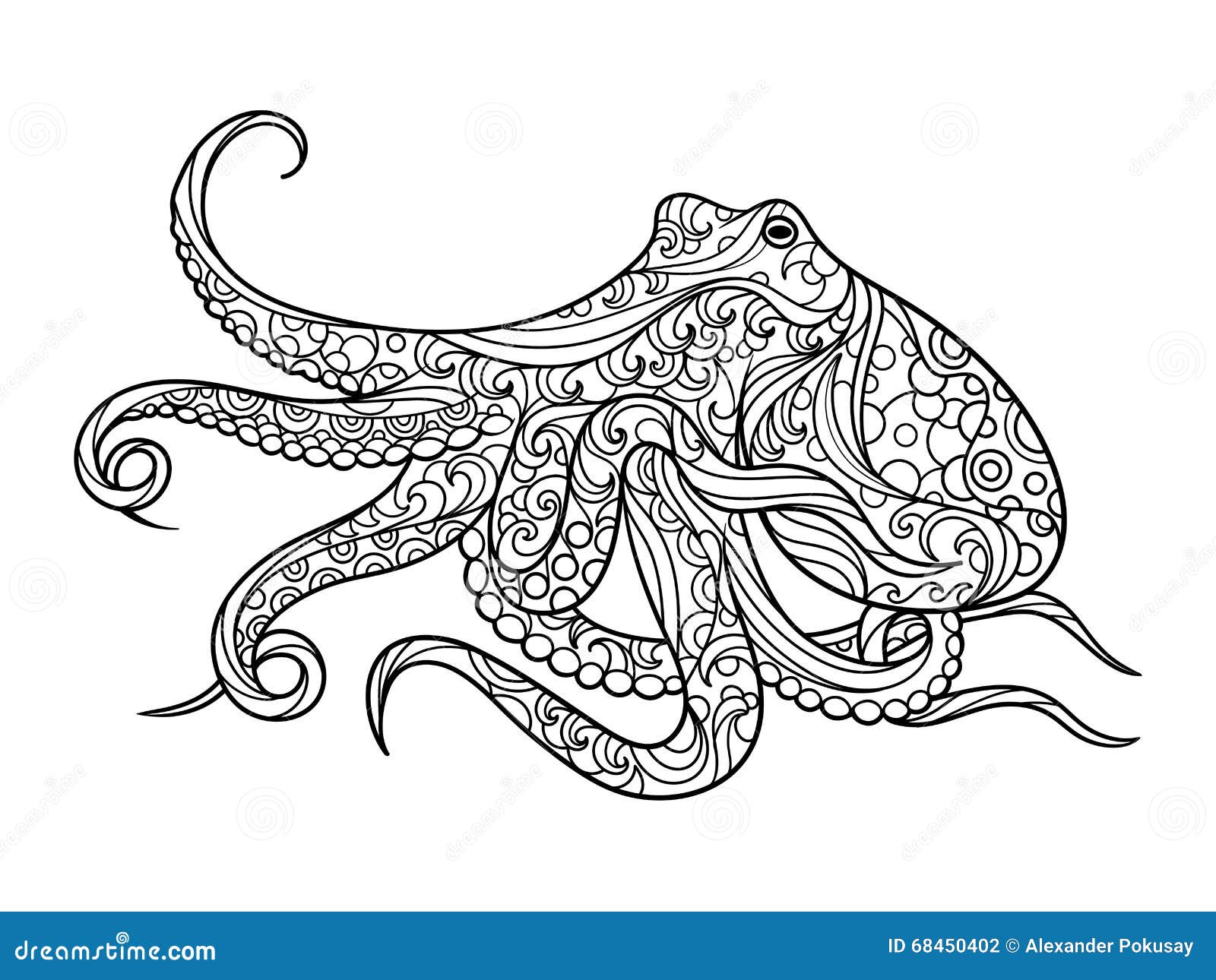 Octopus coloring book for adults vector stock vector