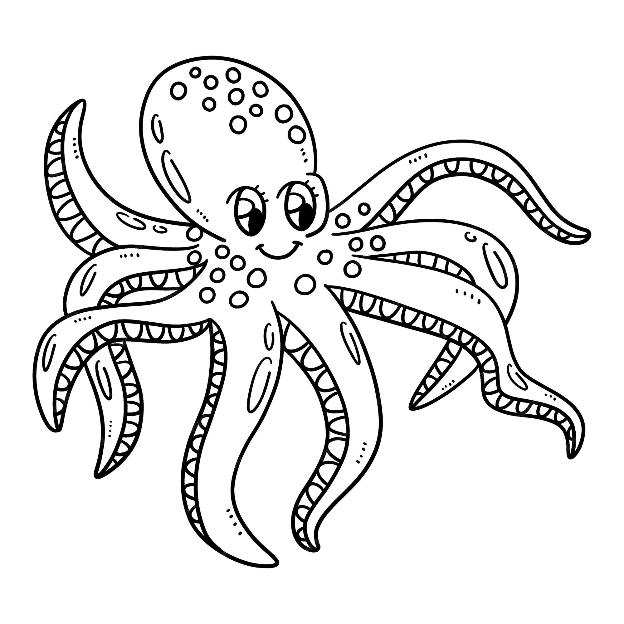 Premium vector baby octopus isolated coloring page for kids