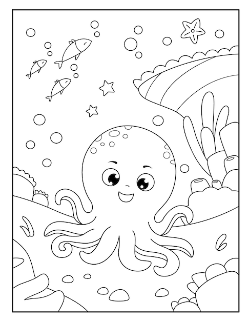 Premium vector octopus coloring pages for kids