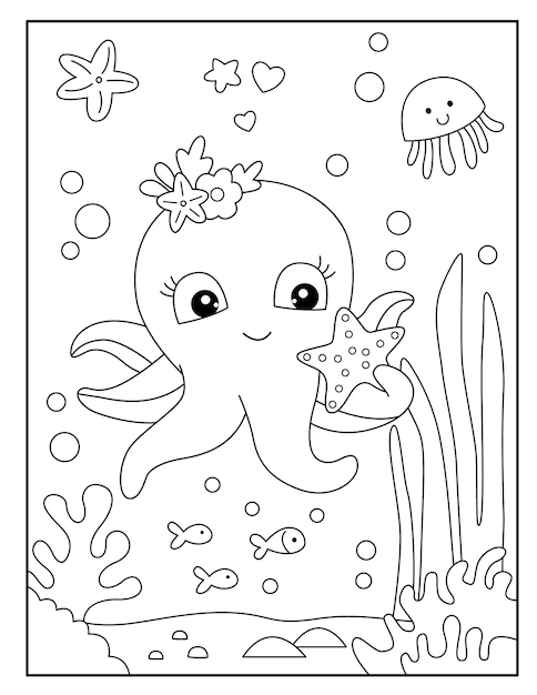 Premium vector octopus coloring pages for kids