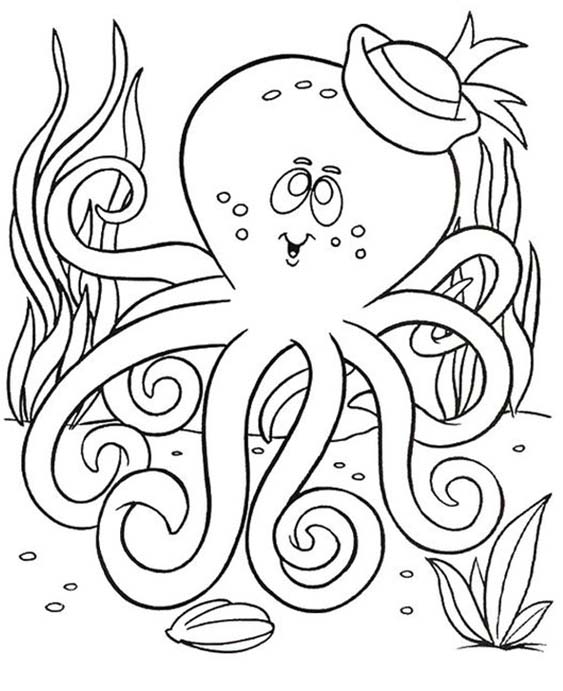 Free easy to print octopus coloring pages