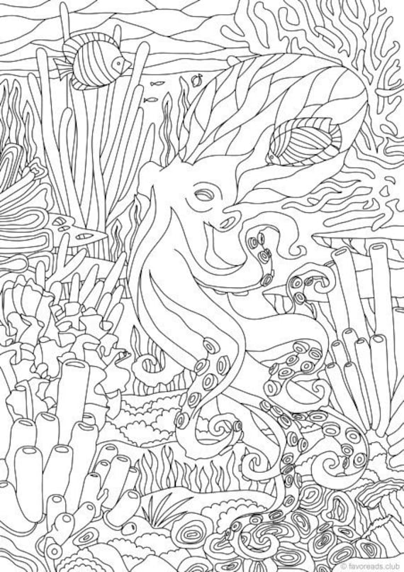 Octopus printable adult coloring page from favoreads coloring book page for adults and kids coloring sheet coloring design