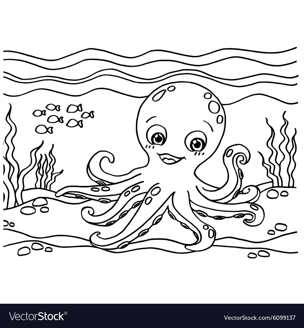 Octopus coloring pages royalty free vector image