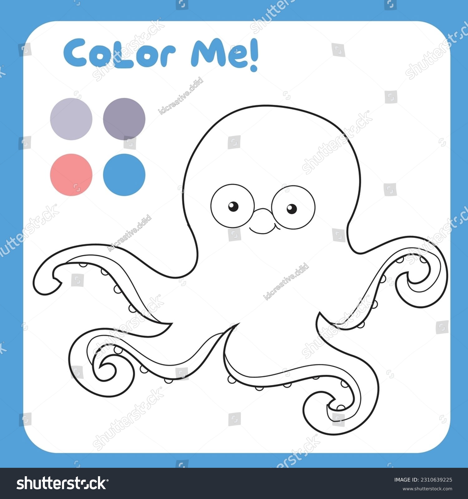Coloring octopus sea animal coloring sea stock vector royalty free