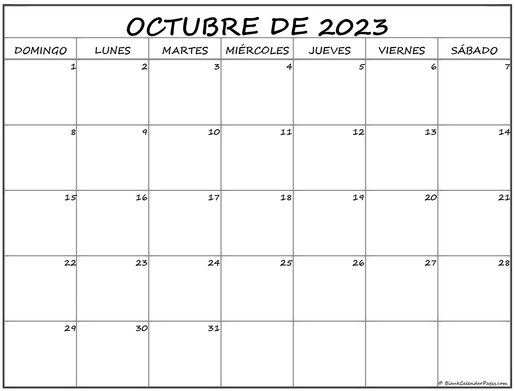 Octubre de calendario gratis calendario octubre