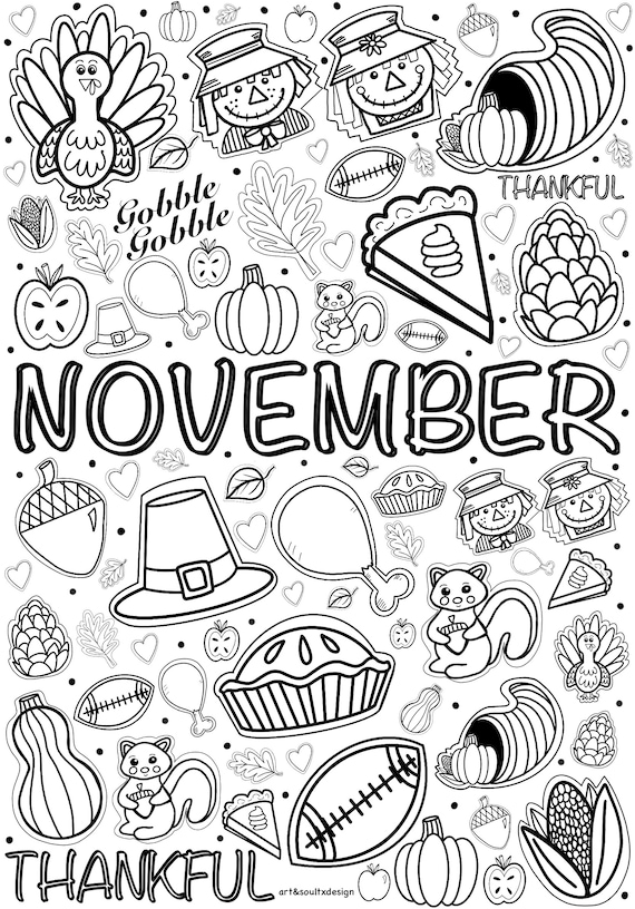 Pãginas para colorear de otoão dibujadas a mano septiembre octubre noviembre estacional tiempo de otoão hojas de colores de halloween hojas de colores del mes