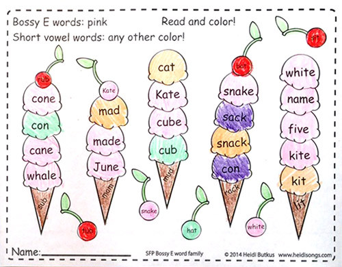 Phonics coloring worksheets for word families freebies