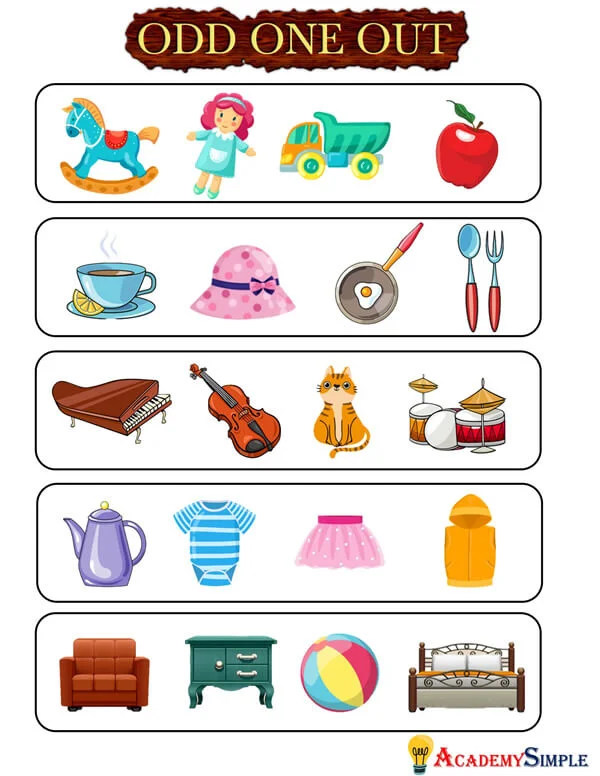 Odd one out activity worksheet