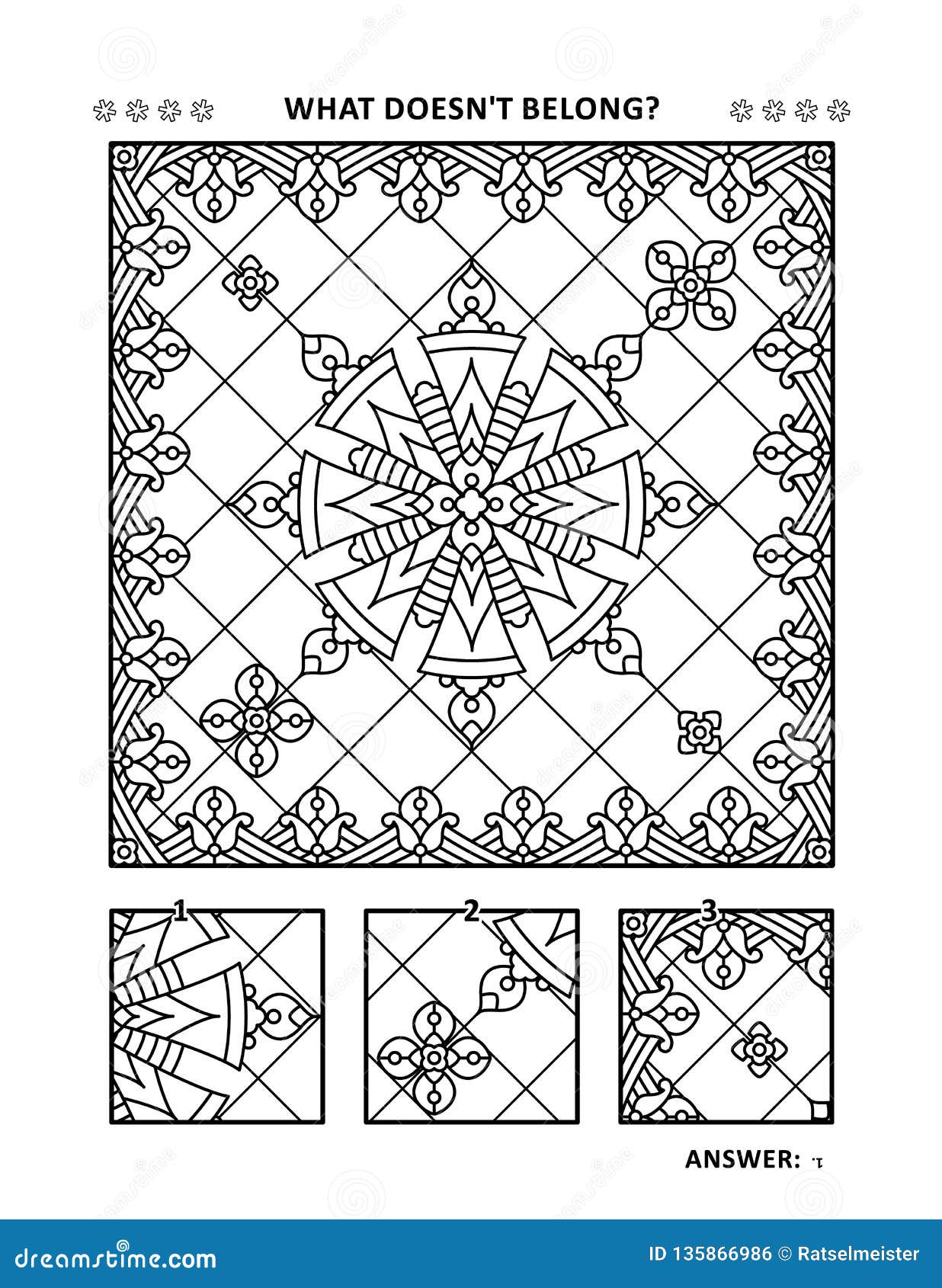 Coloring page and visual puzzle for adults stock vector