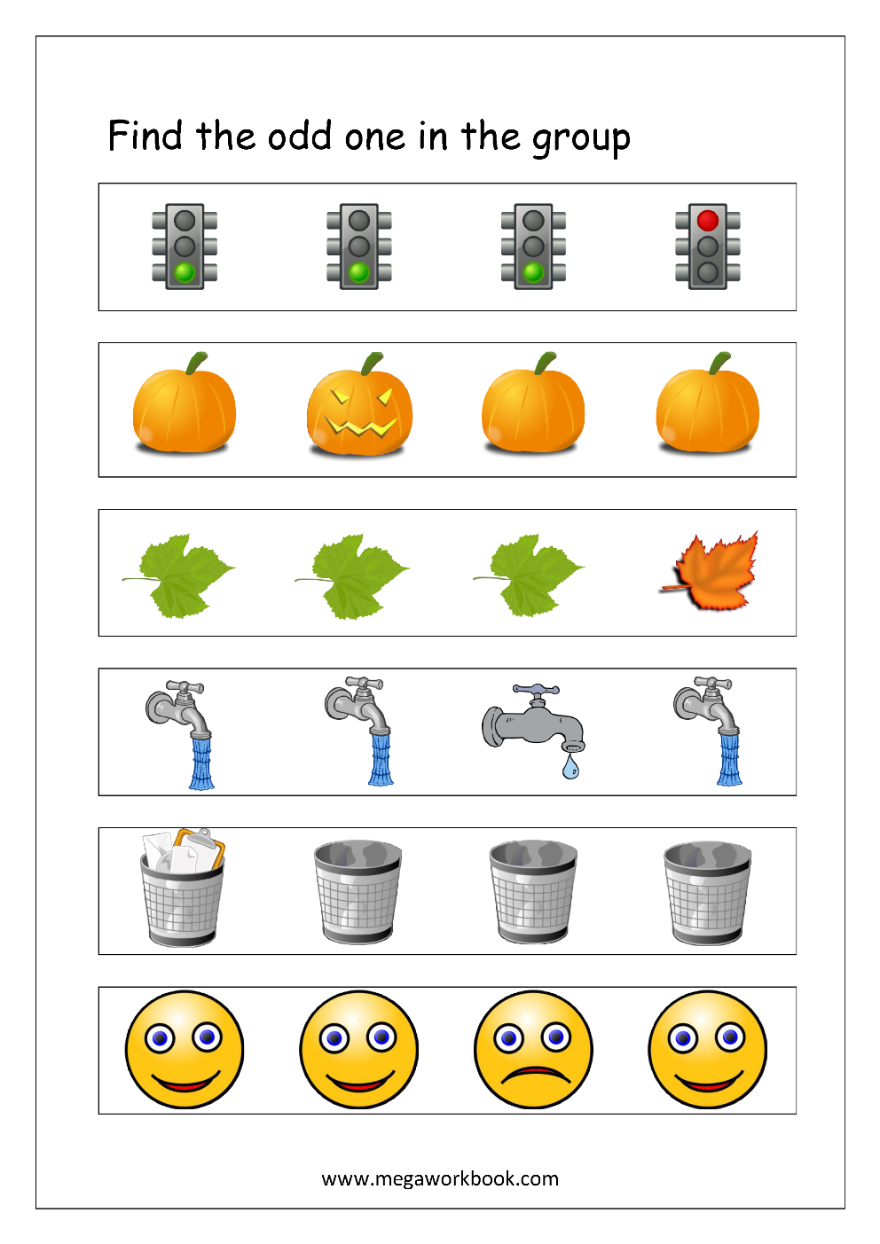 Free printable odd one out worksheets