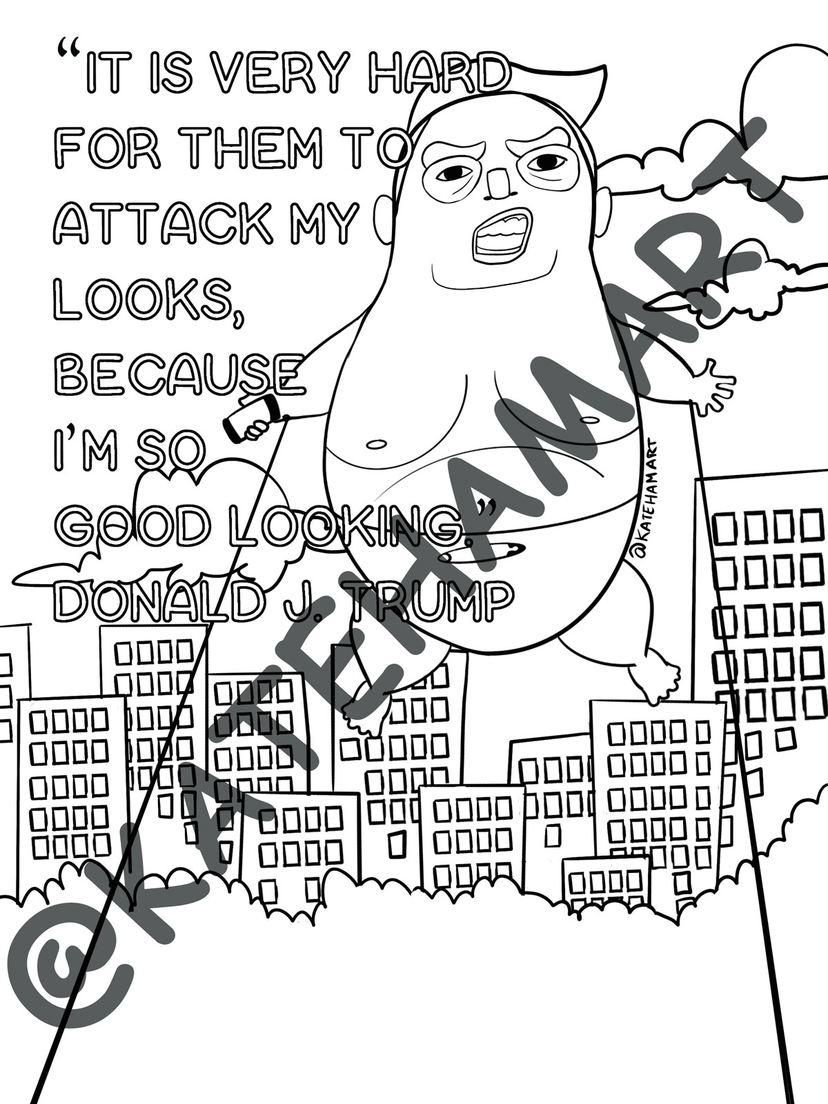 Downloadable printable trump coloring sheets for a good cause