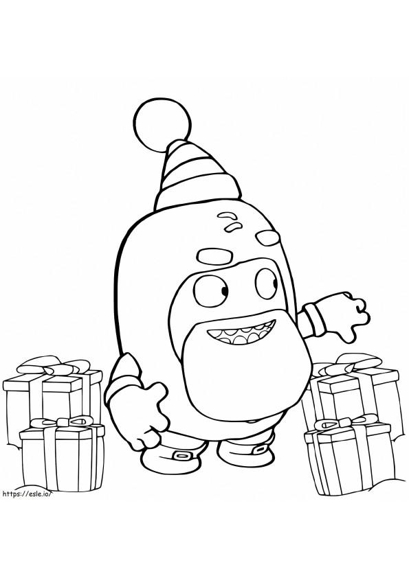 Oddbods santa claus with gifts coloring page